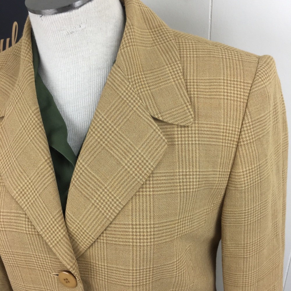 Vintage Jones New York Mustard Glen Plaid Blazer - Picture 3 of 8